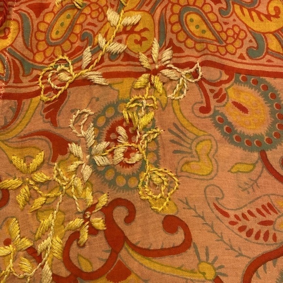 LUCKY BRAND | Boho Embroidered Split Neck Tunic Blouse | Size Small - Picture 5 of 11